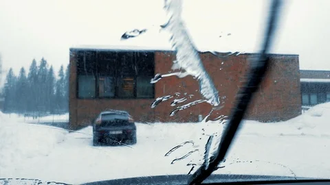 Windshield wipers from inside of car Video stock 104289088