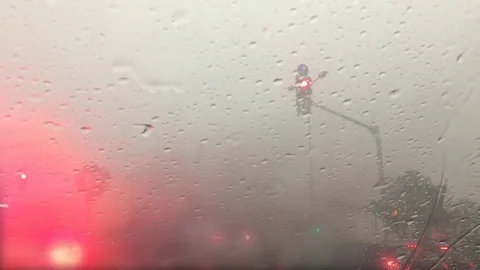 Windshield wipers run in the rain Stock-Footage 90525054