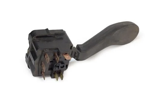 Windshield wipers switch handle back side, connecting terminal with copper .. Foto stock