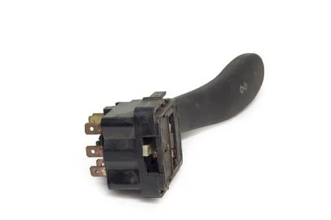 Windshield wipers switch handle connecting block with copper male pins, on .. Stock Photos