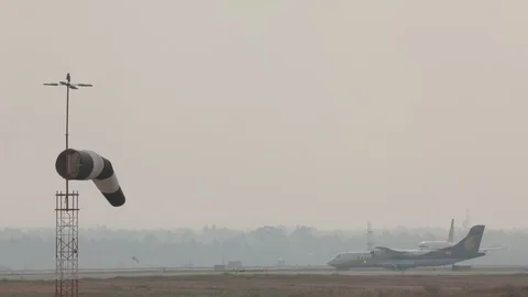 Windsock - Airport Footage - Wind Indicator Stock Footage 100052226