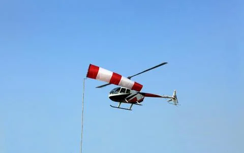 Windsock  and helicopter Stock Photos
