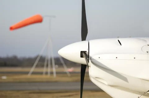 Windsock and plane Stock Photos