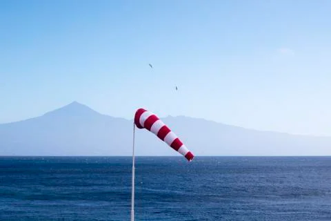 Windsock and teide mountain in spring Stock Photos