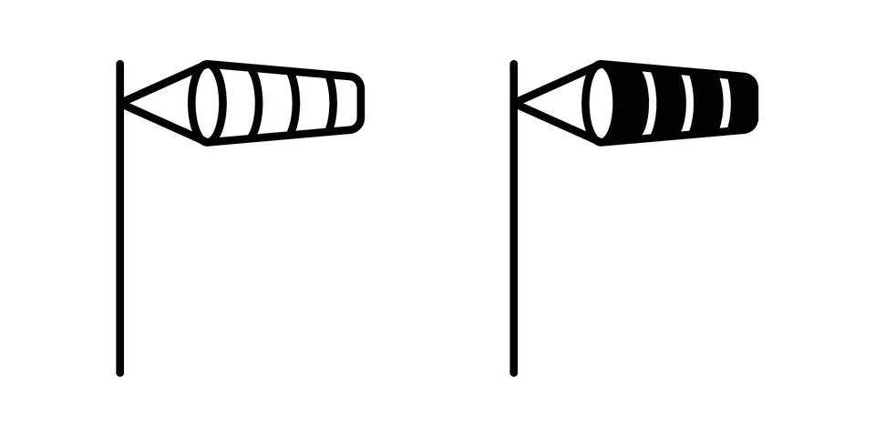 Windsock icon silhouette vector set. thin line pack Stock Illustration
