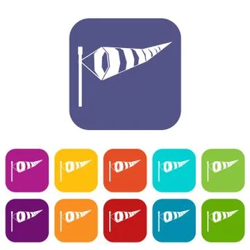 Windsock icons set Stock Illustration