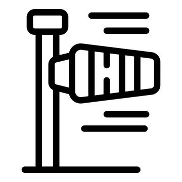 Windsock indicating wind direction and speed on post Stock Illustration