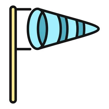 Windsock indicating wind direction and speed isolated icon Stock Illustration