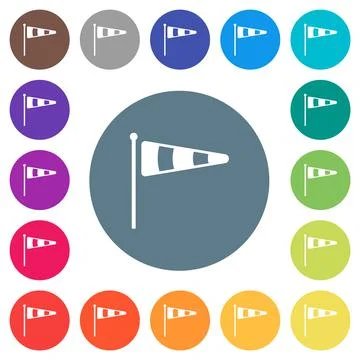 Windsock indicator solid flat white icons on round color backgrounds イラスト素材