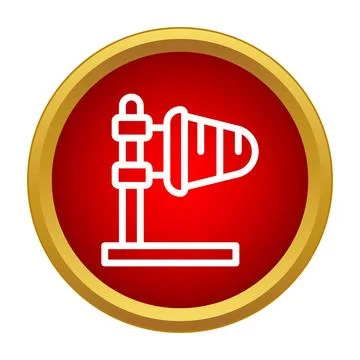 Windsock measuring wind direction on red circle icon Stock Illustration