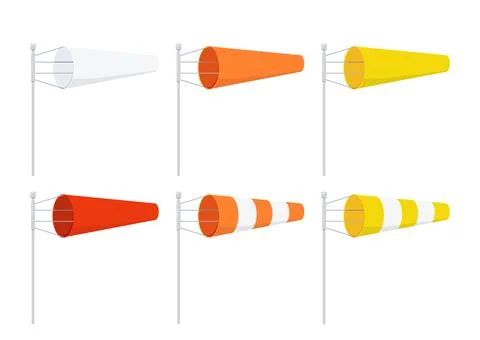 Windsock on pole airport wind speed icon vector illustration. Stock Illustration