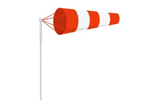 Windsock on pole wind speed flag vector illustration. Stock Illustration