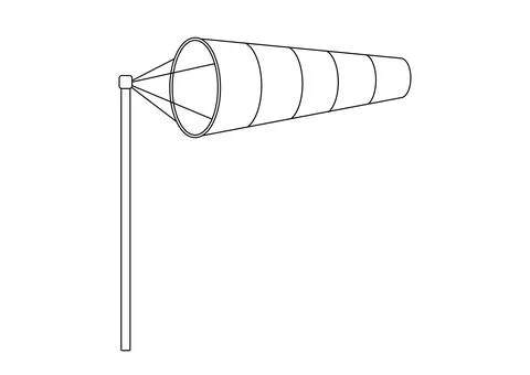 Windsock wind speed black line art vector icon. Stock Illustration