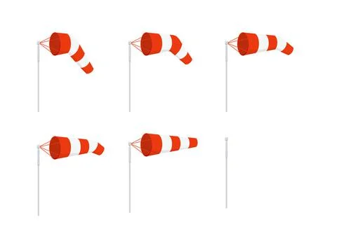 Windsock wind speed chart vector illustration set Stock Illustration