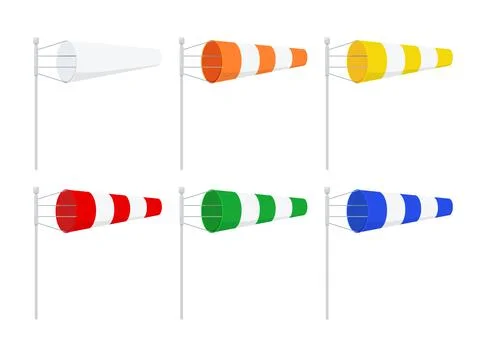 Windsock wind speed indicators icon set vector illustration. Stock Illustration
