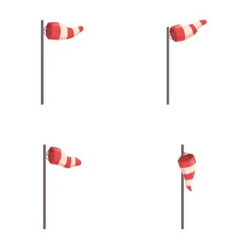 Windsocks indicating various wind directions Stock Illustration