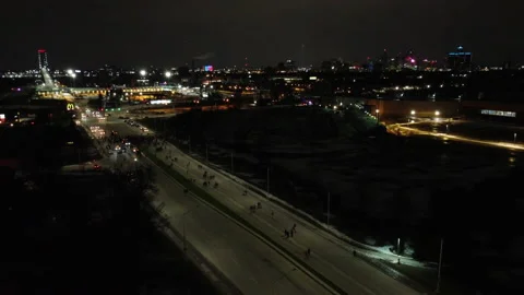 Windsor, Canada - Jan '22 - Road Blockade In Windsor, Canada At Night Near 库存影片 203390524