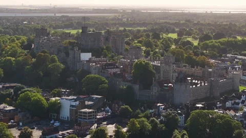 Windsor Castle Aerial Drone Approach Over Windsor Berkshire Stock Footage 292432382