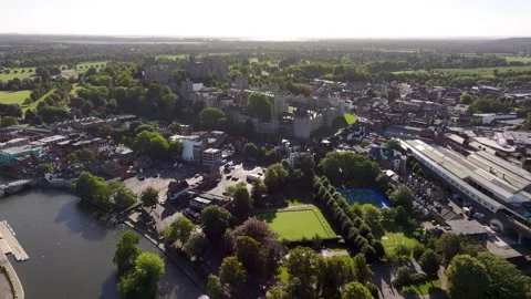 Windsor Castle Aerial Orbit Pull Away Over Windsor Berkshire Stock Footage 292432294