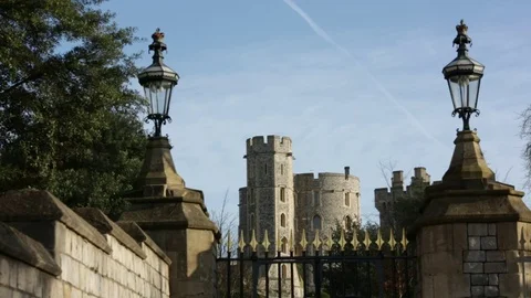 Windsor Castle and beautiful lanterns in England Stock Footage 70522711