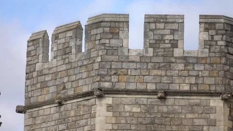 Windsor Castle battlements and carvings | Stock Video | Pond5