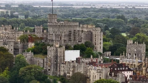 Windsor Castle Close Aerial Drone View of Royal Residence Stock Footage 292431102