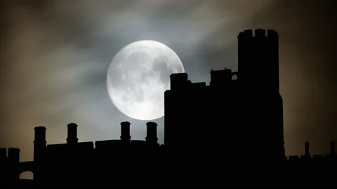 Windsor Castle by Night, Time Lapse with Full Moon Stock Footage 151759079