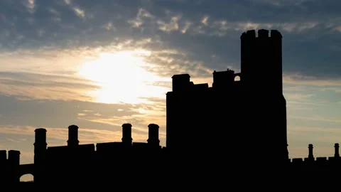 Windsor Castle Skyline, Time Lapse at Sunrise with Colorful Clouds, Berkshire Stock Footage 152178805