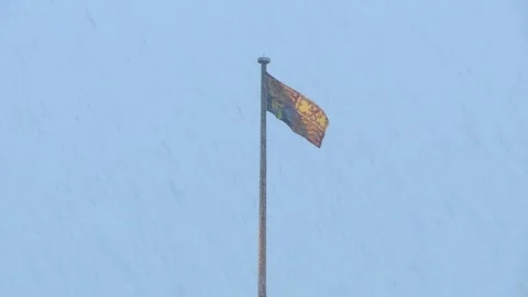 Windsor Castle - Snow Falling - Royal Standard Vidéo 160963060
