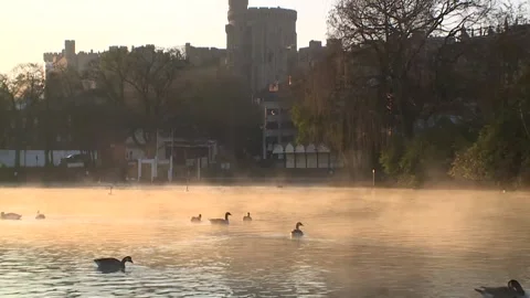 Windsor Castle at sunrise Vídeo Stock 160962750