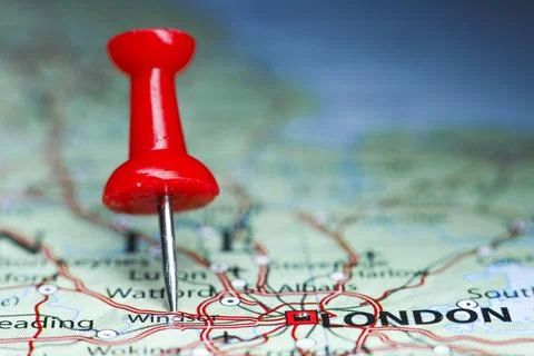 Windsor, England pin on map Stock Photos