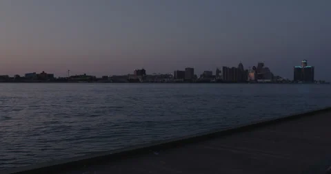 WINDSOR, ONTARIO, CANADA - MAY 30 2023: Windsor Waterfront during Sunset Stock Footage 250495308
