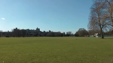 Windsor Playing Fields with Castle in background Stock Footage 91698193