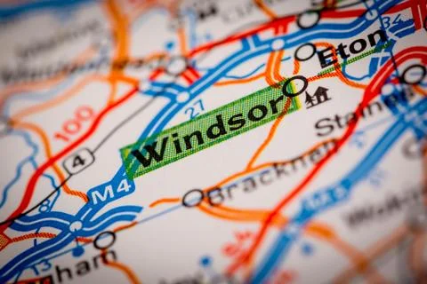 Windsor on a Road Map Stock Photos