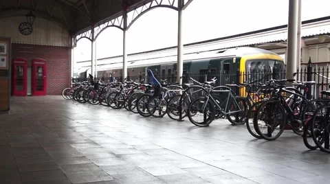Windsor Train Station with a Train Leaving Stock Footage 68623305