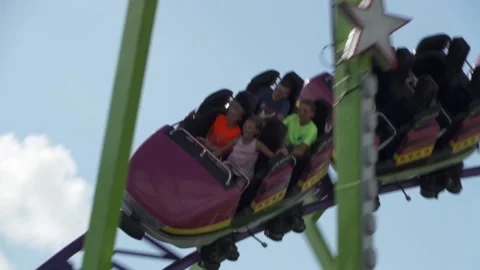 Windstorm Roller Coaster Thrill Ride at State Fair of Texas Dallas Stock Footage 135559012