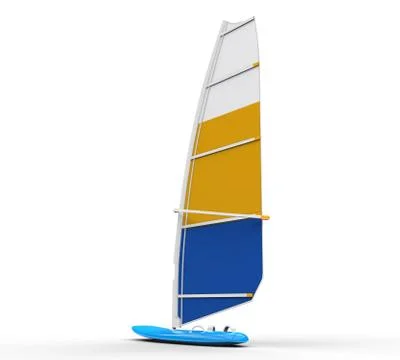 Windsurf board - back view, isolated on white background, ideal for digital a Stock Illustration