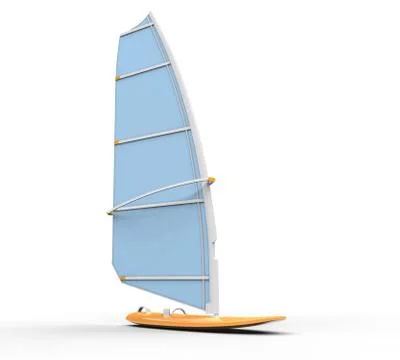 Windsurf board - light blue sail, isolated on white background, ideal for dig Stock Illustration
