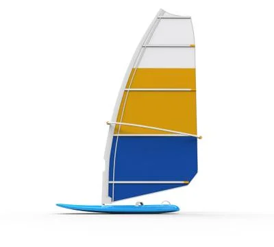 Windsurf board - side  view, shot on white, ideal for digital and print desig Stock Illustration