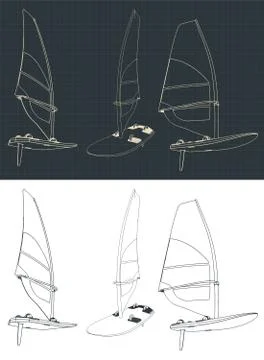 Windsurf drawings Stock Illustration