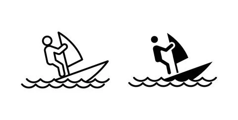 Windsurf icon. Style is flat and line symbol Stock Illustration