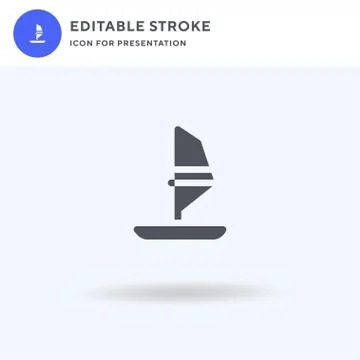 Windsurf icon vector, filled flat sign, solid pictogram isolated on white, lo 스톡 일러스트