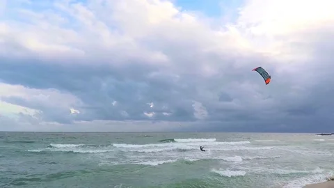 Windsurf On an Ovecast Day Stock Footage 76562904