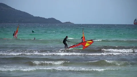 Windsurf sail up Stock Footage 128351868