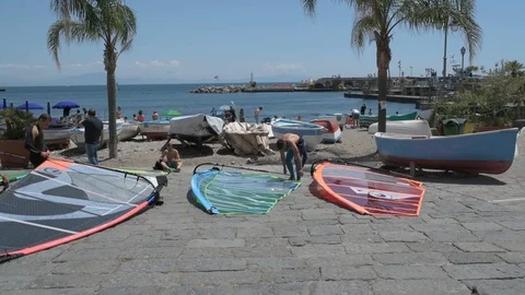 Windsurf sail maintenance Video stock 90059121