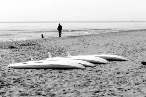 Windsurf tables on the sand Stock Photos