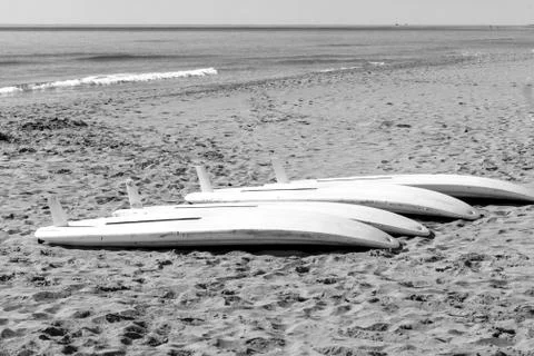 Windsurf tables on the sand Stock Photos
