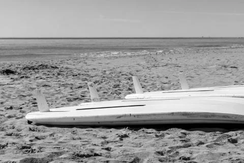 Windsurf tables on the sand Stock Photos