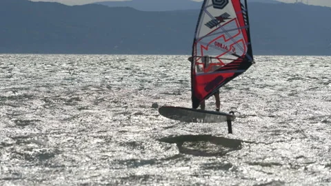 Windsurf in trieste gulf Stockbeeldmateriaal 233665758