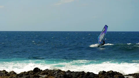 Windsurfer and The Splashing Wave Video stock 105355280
